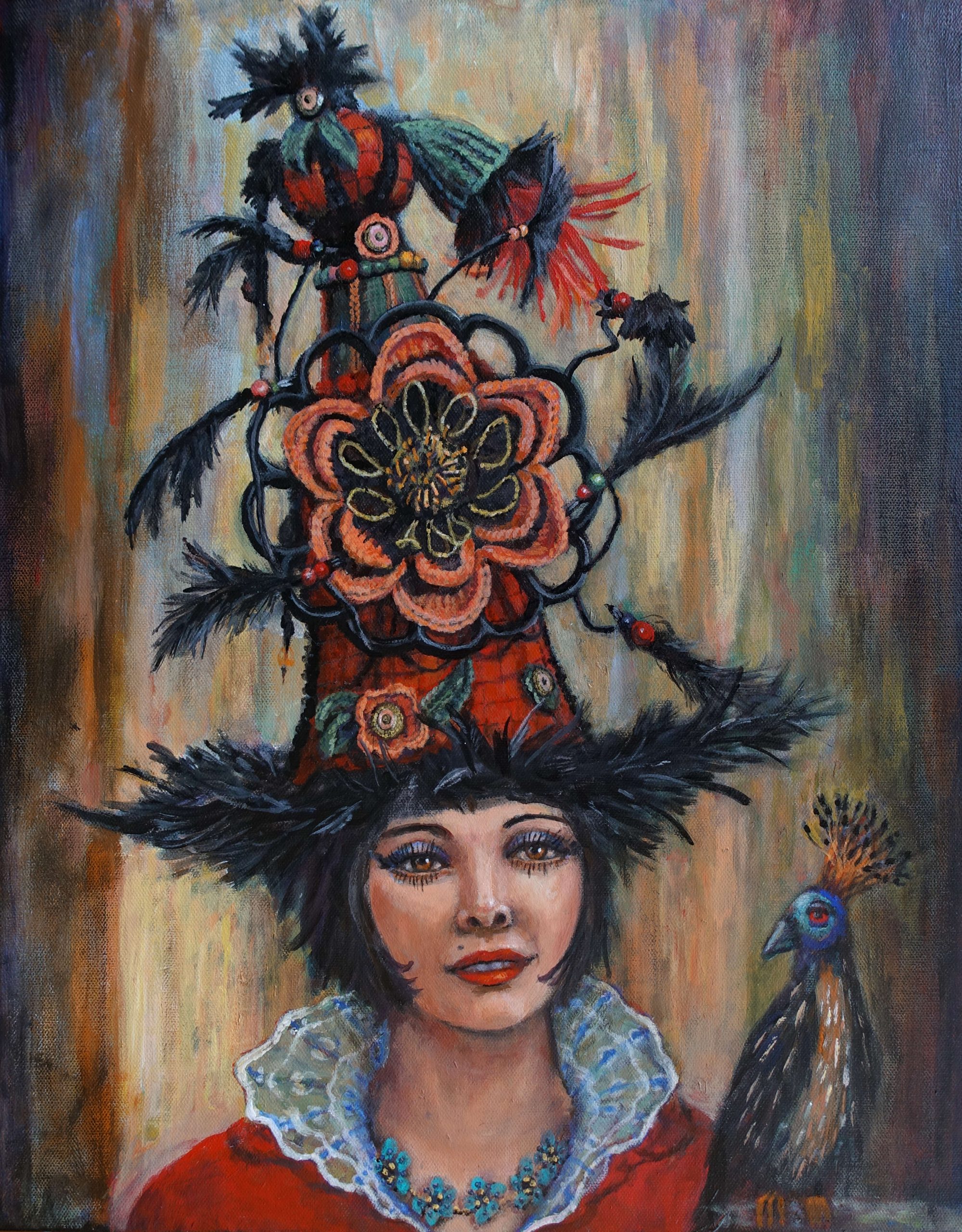 Portrait of girl wearing an arty hat